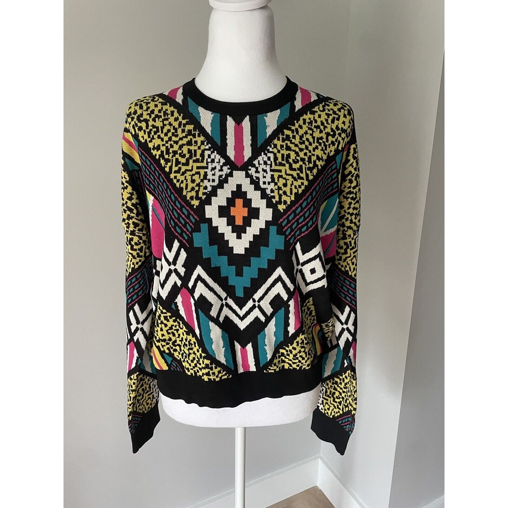 Divided Sweater Women‎ S Multicolor Aztec Graphics 80's 90's Small Vibrant